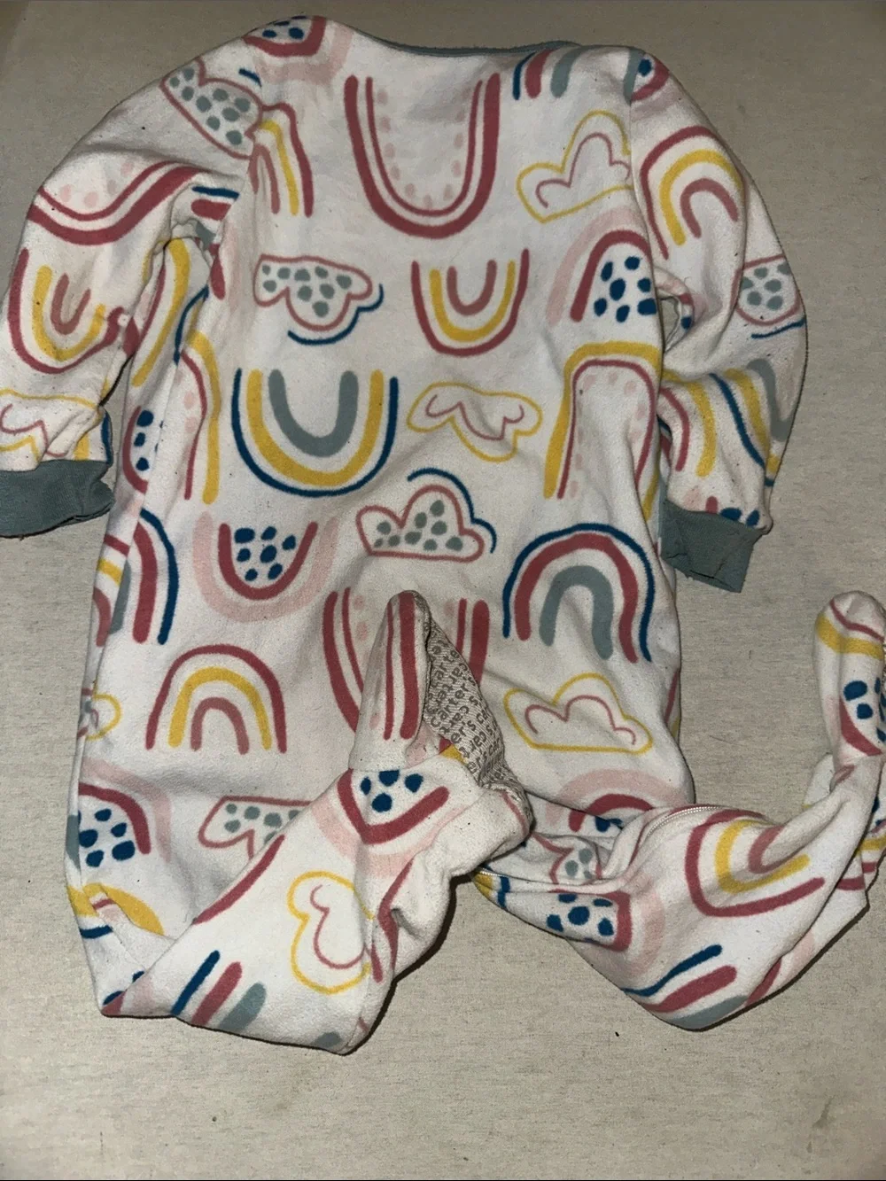 Kids Size 2T Carters Baby Fleece Zip Romper with Rainbow Print